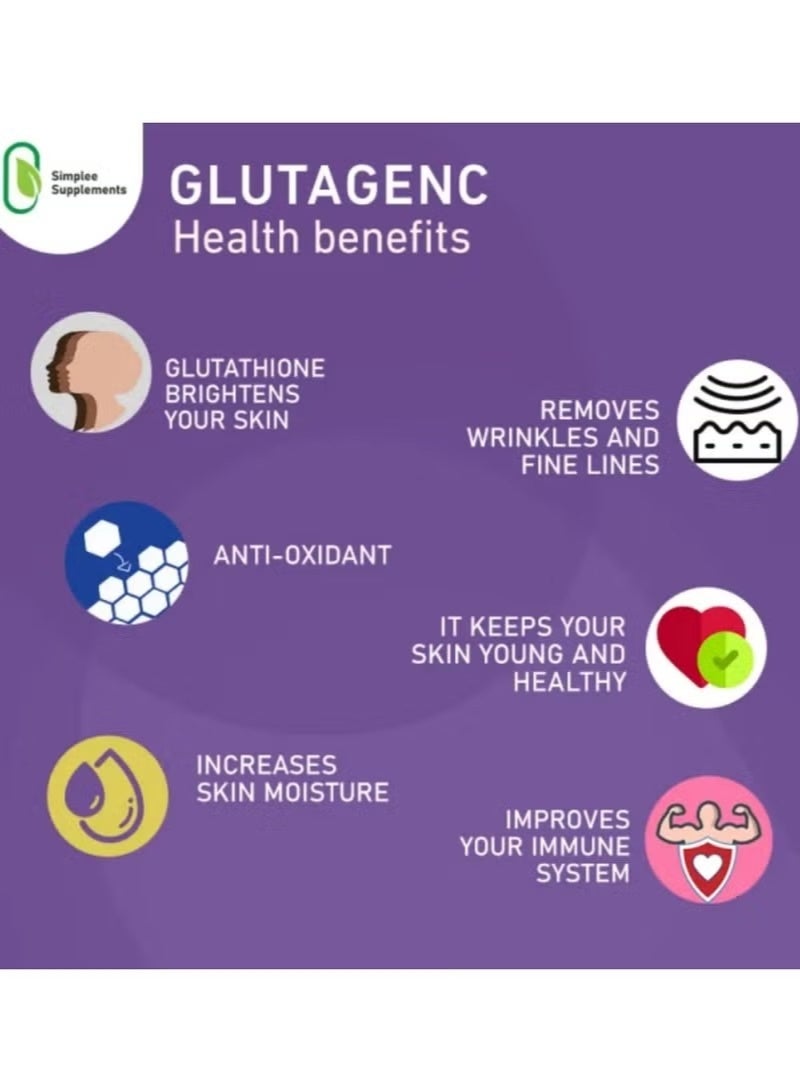 Simplee Supplements GlutaGenC Premium Antioxidant Capsules | Glutathione Formula | 500mg | 60 Capsules - Image 4